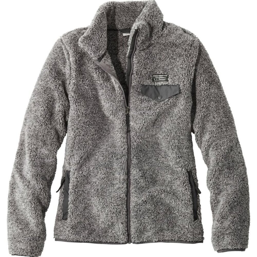 L.L.Bean Hi-Pile Fleece Jacket Gray Grey Large - Picture 3 of 14